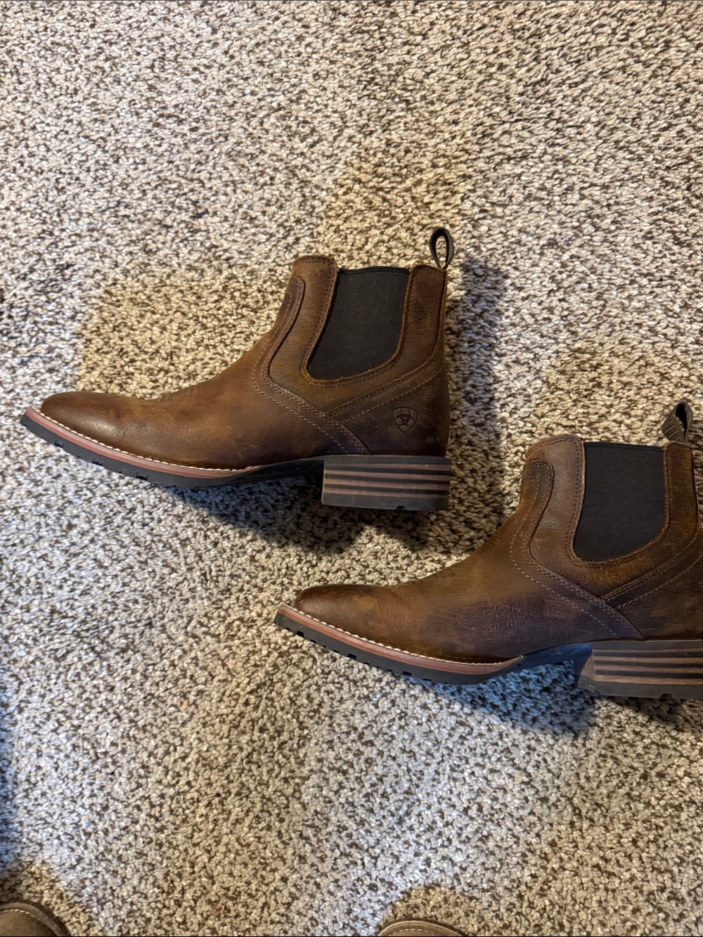 Ariat Brown Leather Hybrid, Low Boy Wide Square Toe Chelsea Boot - Picture 14 of 15